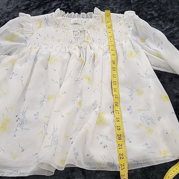 Aritzia Wilfred Castello Blouse Light Birch/Citron Medium - Picture 11 of 12